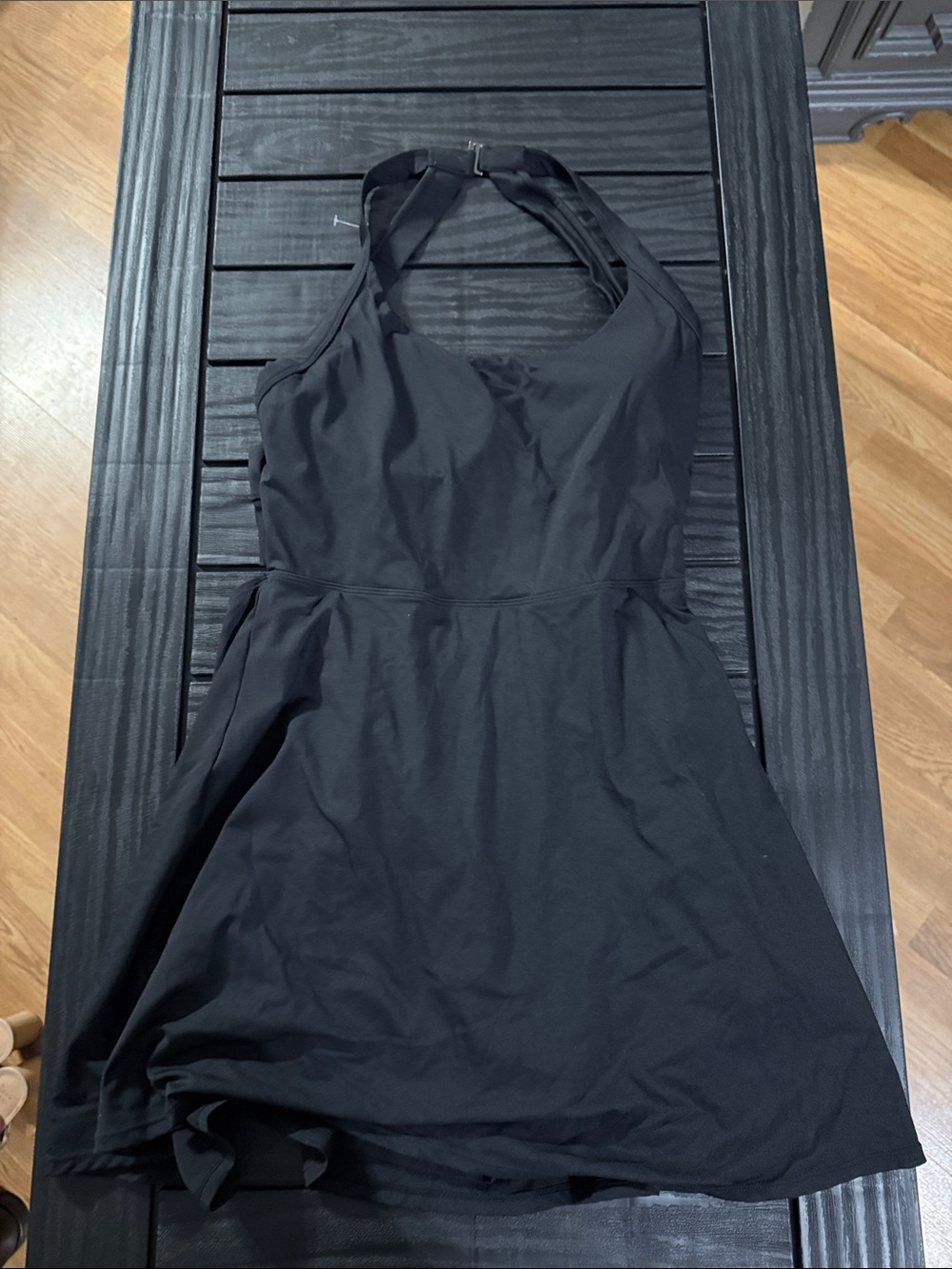 HALARA Black Halter Skater Dress